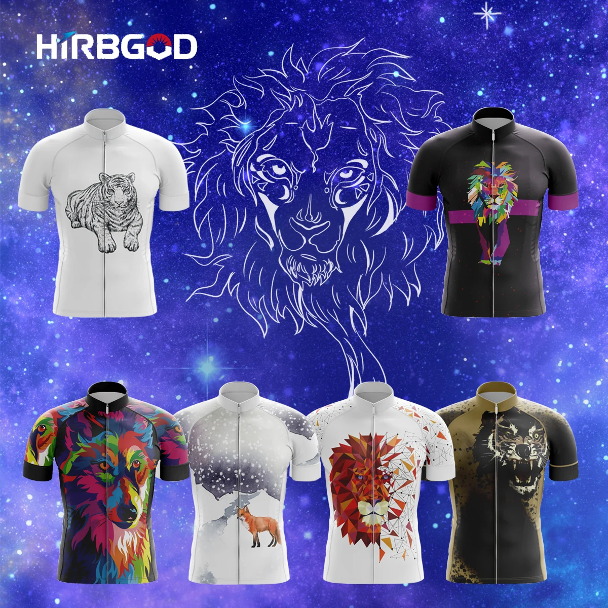 

HIRBGOD 2022 Men's Beast Print Cycling Jersey Summer Short Sleeve Bicycle Jersey Quick Dry MTB Road Endurable Camisa Ciclismo