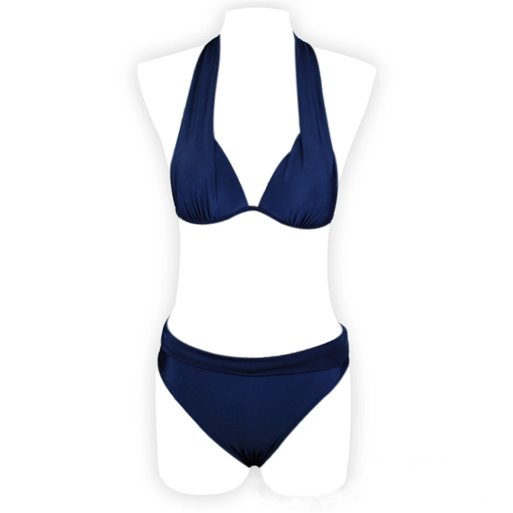 

New bikini open back solid color swimsuit sexy split bikini swimsuit