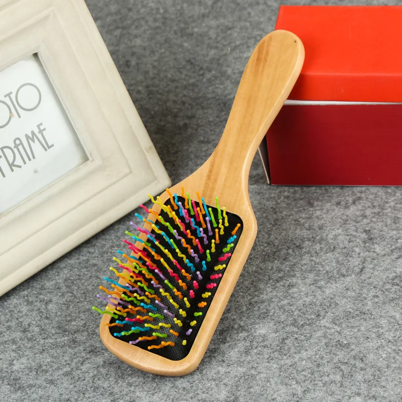 Colorful Z112 1 шт. Расческа по уходу за волосами Массажная деревянная спа, массажная расческа 3 цвета Антистатическая щетка для волос Массажная головка способствует циркуляции крови - Цвет: Colorful Z112