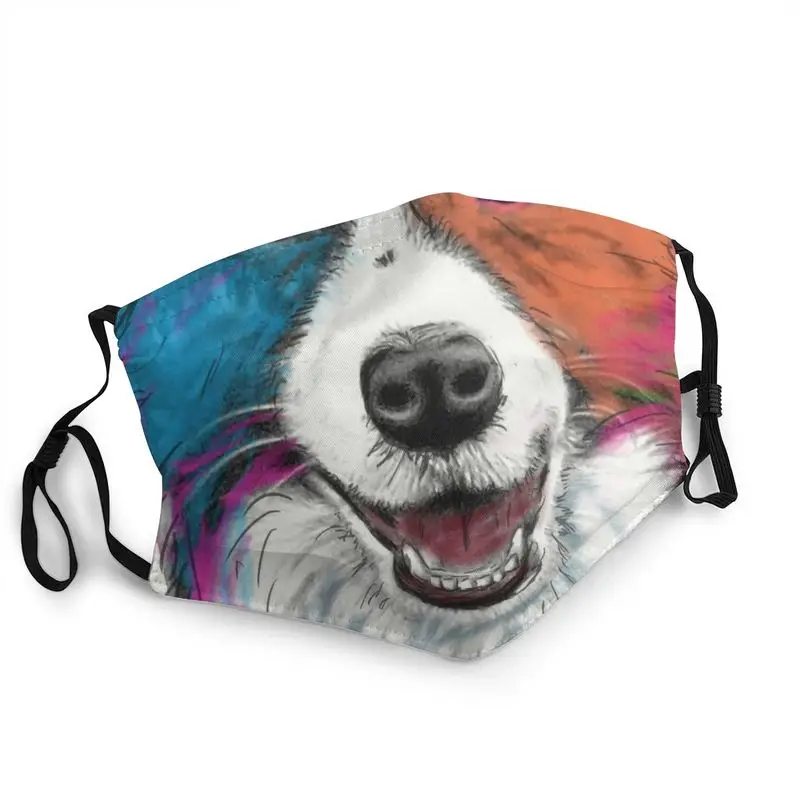

Цветная многоразовая маска для лица с акварельными краями Collie, Пылезащитная маска против смога для взрослых и собак, защитный чехол, респир...