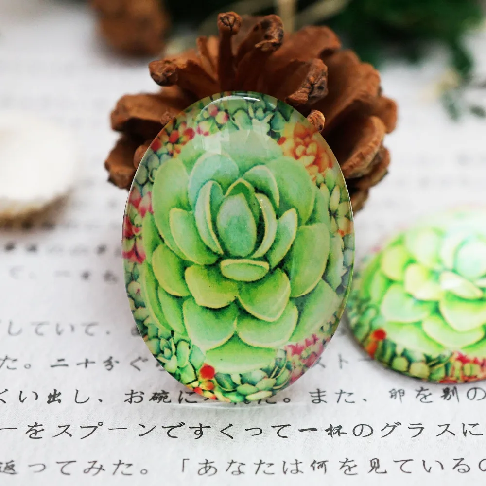 

2 шт./лот Овальный 30 мм X 40 мм Цветок Стеклянный кабошон для браслета ожерелья женские серьги кольца брошь DIY ювелирные изделия ручной работы