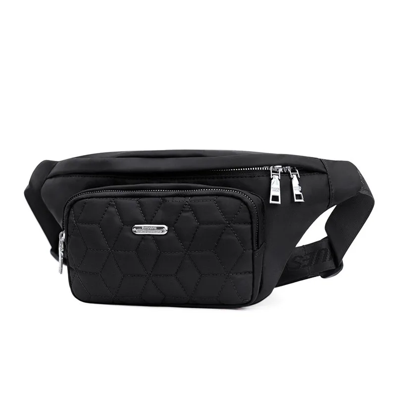 

2021 Geometric Sports fanny pack for women Fashion Nylon Banana bag 7 Colors Black Women belt bag Multi Pockets Woman Hip bag