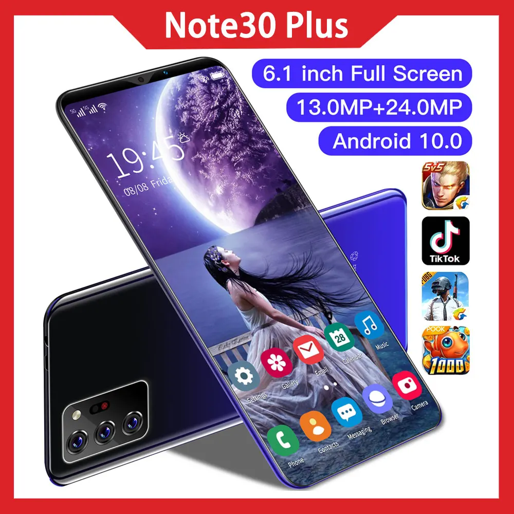 Смартфон Galxy Note30 Plus Android 10 13 + 24 Мп HD камера 6 128 ГБ 1 дюйма две SIM карты 4G|Защитные