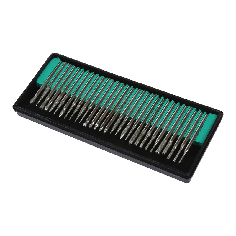 

30Pcs Diamond Burrs Grits Rotary Tool Drill Bit 3mm Shank