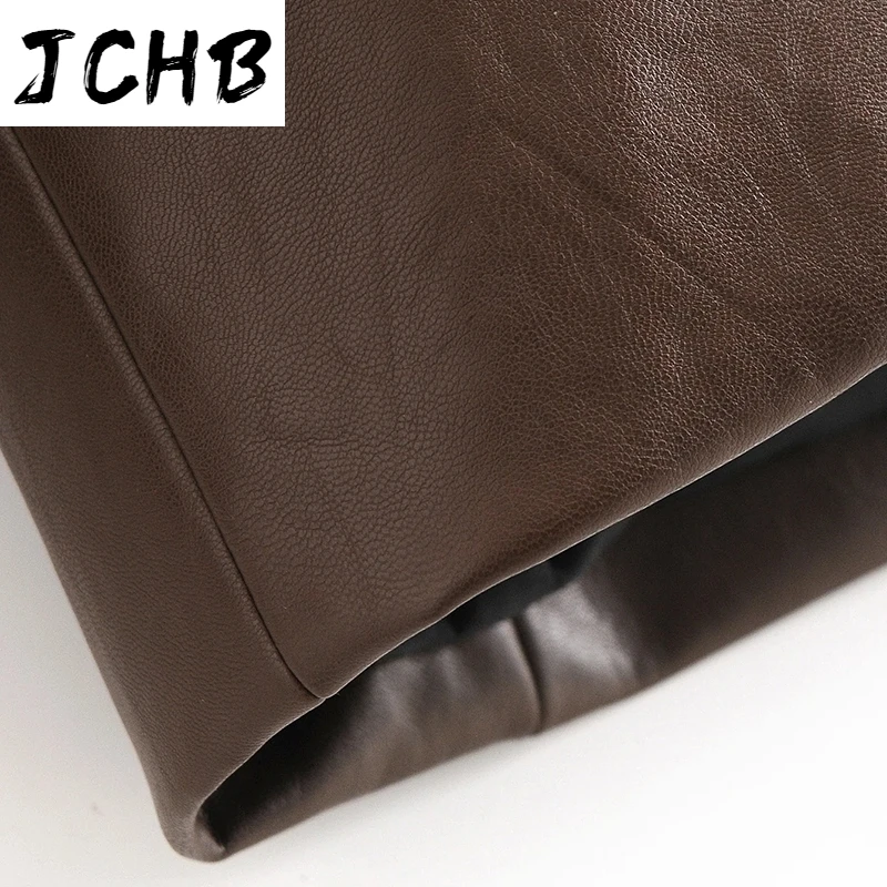 

SHZQJCHB Solid Color Fashion PU Faux Leather Blazer Women Vintage Long Sleeve Office Blazers Double Breasted Outwear Jacket Coat