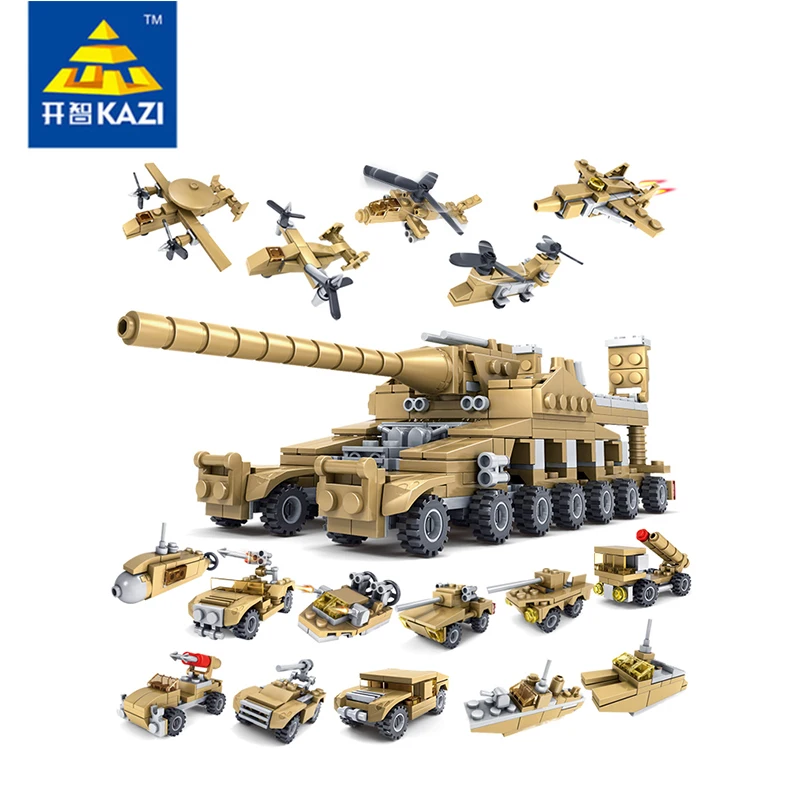 

Military Bricks Blocks Army Tank Figheter Landing Ship Doll 16 In 1 High Quality Gift Toys for Children Technic Kazi 84031