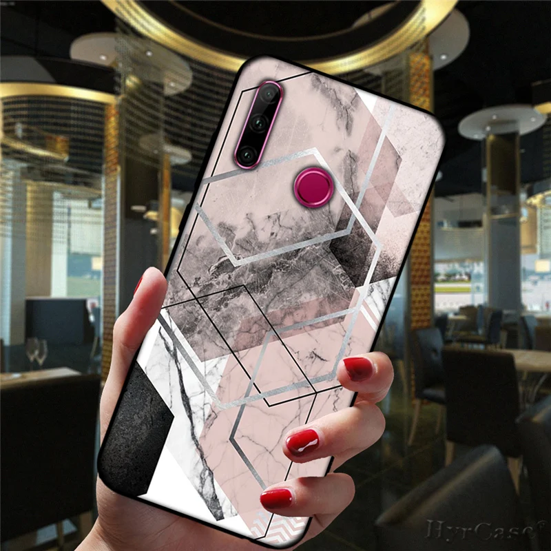 Marble Geometric Art Black Phone Case For Huawei Honor 10i 20i 30i 9 10 20 30 10X Lite Pro 9X 8X 8C Soft Silicone Cover huawei waterproof phone case