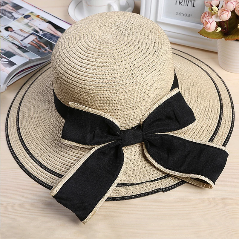 Летние соломенные шляпы с широкими полями большие солнцезащитные для женщин