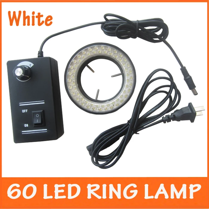 

White Color Lights - 60pcs LED Lamps Adjustable Illuminated Stereo Microscope Ring Lamp for School with Adapter 220V or 110V