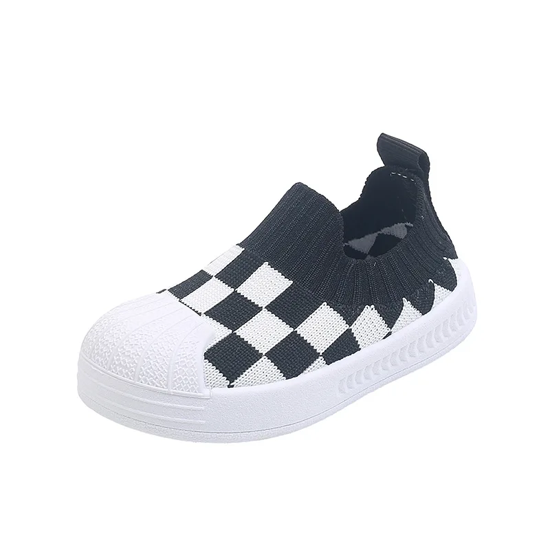 

Children's Sports Shoes 2021 Casual Shoes Lattice Flying Woven Girls Running Shoes Shell-toe Flats Lattice Cute Student Fashion