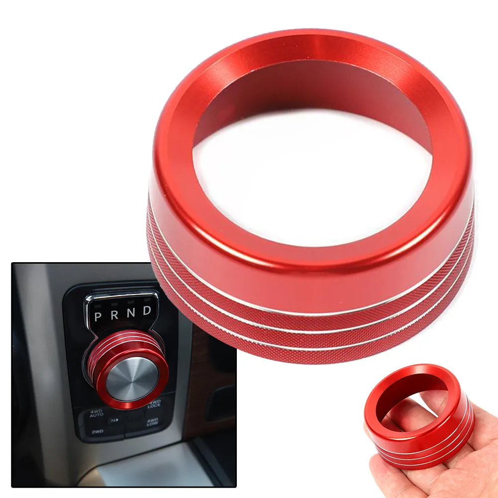 

For Dodge Ram 1500 2013-2017 Car Interior Gear Shift Knob Cover Trim Decor Ring Red Decorative Circle Accessories