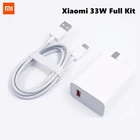 Оригинальное зарядное устройство Xiaomi 33 Вт Полный комплект с кабелем типа C для Mi 10 9 10T Lite POCO X3 NFC Redmi K40 Note 9 10 Pro