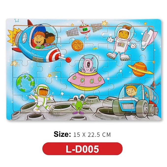 L-D005 Горячая новинка 30 шт. деревянный пазл животное детская игрушка деревянные пазлы мультяшный автомобиль Обучающие Развивающие игрушки для детей - Цвет: L-D005