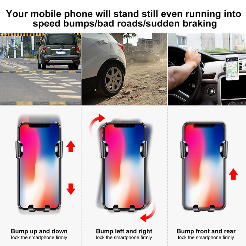 baseus gravity car phone holder for iphone 11 12 pro x 8 universal phone holder car mount for samsung android car phone stand free global shipping