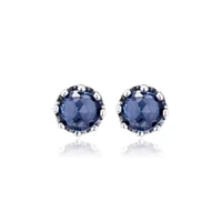 blue sparkling crown stud earrings sterling silver jewelry earrings for woman diy fashion jewelry making wedding earrings
