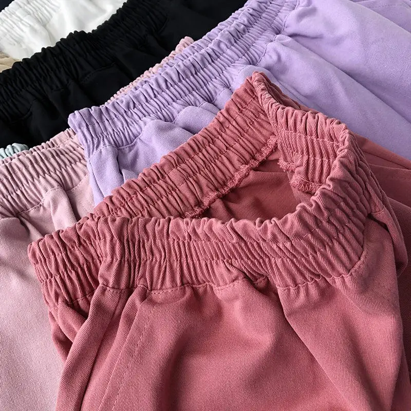 

Summer Shorts Women High Waist Casual Harajuku Wide Leg Shorts Feminino Elastic Streetwear Loose White Mini Shorts Solid Q3995