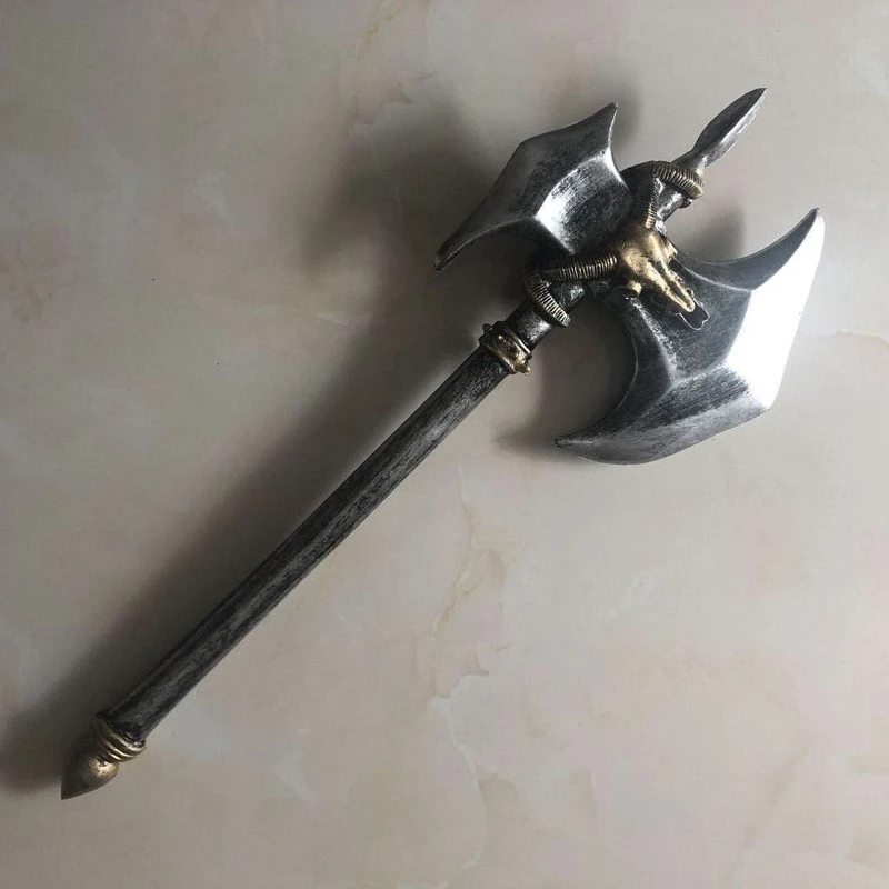 

Movie 1: 1 Action Figure Model Medieval War Ax Gold Crown Sheep Halloween Cosplay Prop Weapon PU Kids Paper Gift