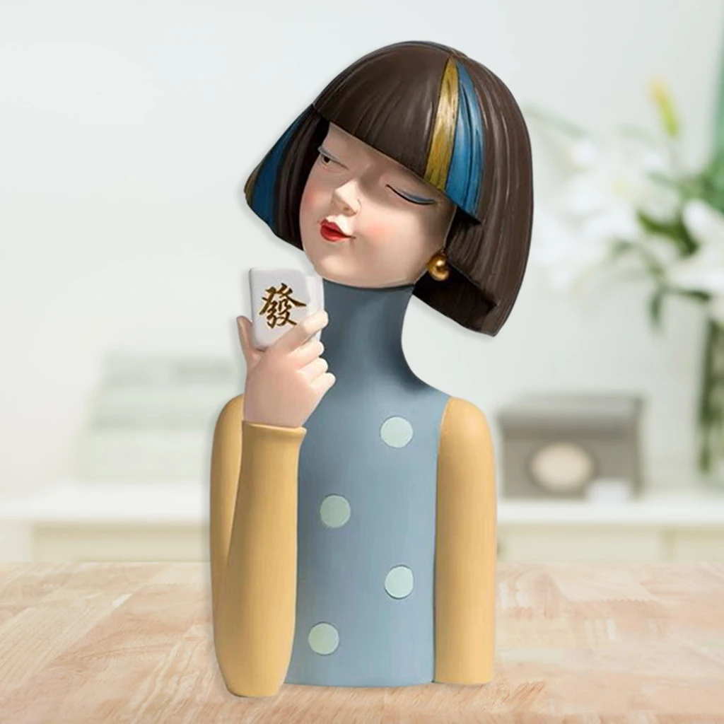 

Nordic Resin Girl Statue Sculpture Desktop Figurines TV Cabinet Home Table