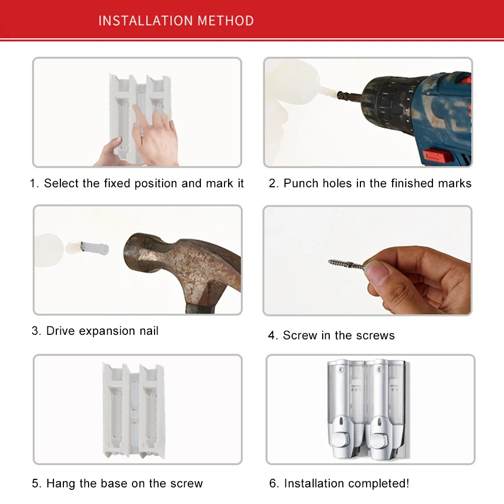 

350ml Double Head Soap Dispenser Bathroom Manual Wall Mounted Shampoo Lotion Holder Box Container with Key Bathroom Supplies