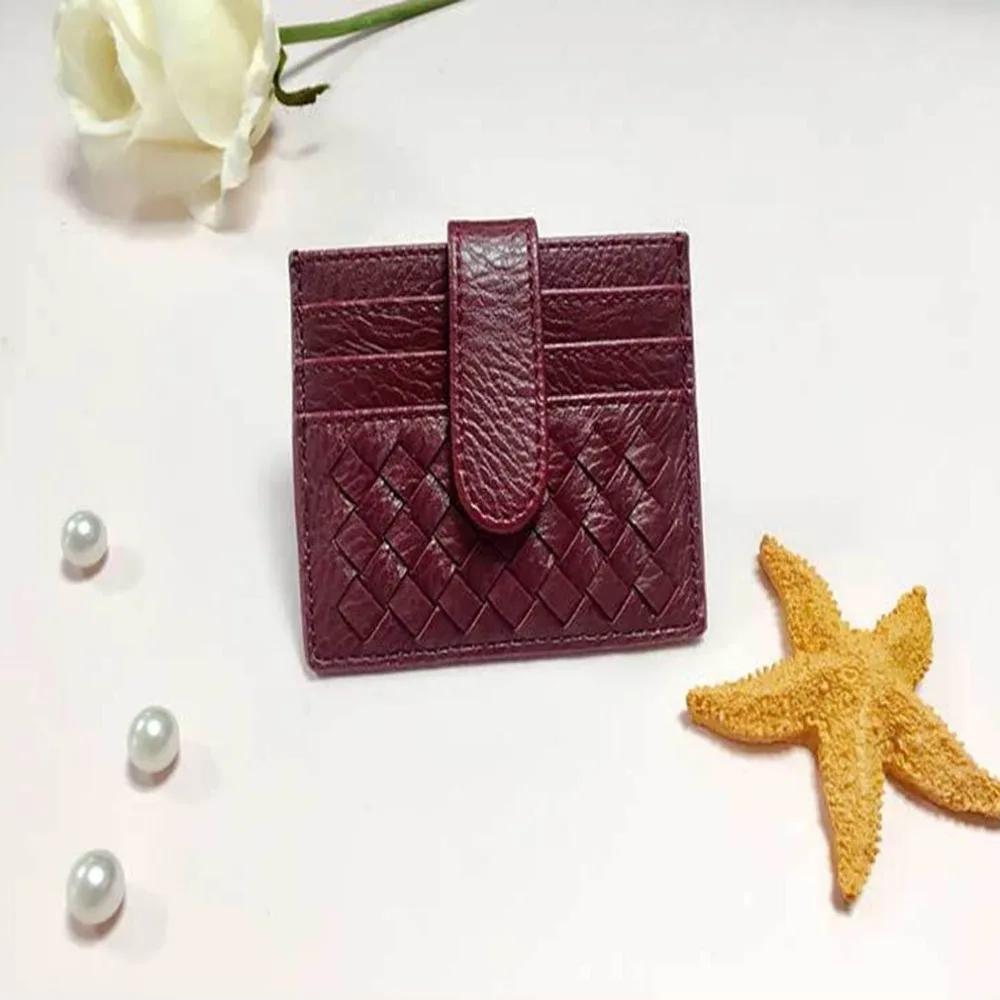 Держатель для карт из искусственной кожи тонкий тканый чехол сумка женщин