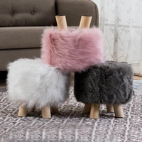 baby furniture sofa chairs plush fabric ottoman footrest artificial wool soft sheepskin sofa stool futon home livingroom chairs