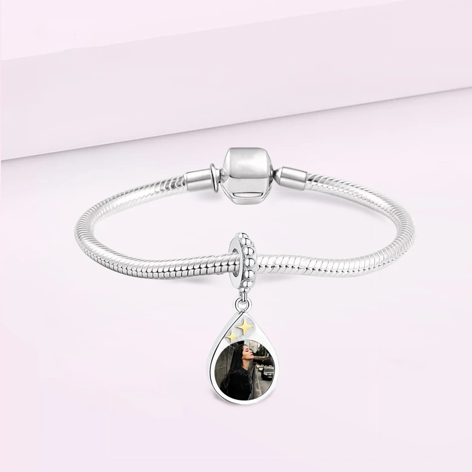 Подвеска Шарм из серебра 925 пробы с синими кристаллами|Индивидуальные Бусины| |