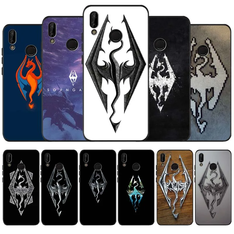 Черный мягкий чехол для телефона с логотипом Skyrim Huawei P40 P30 P20 Mate 10 20 30 40 Pro lite Plus P smart
