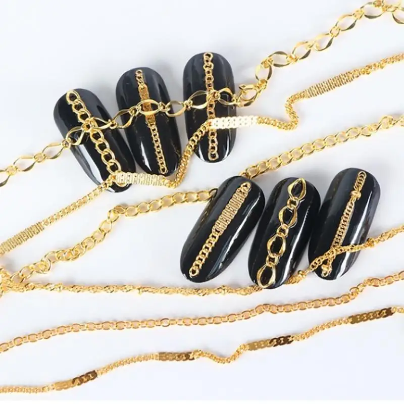 6 шт. Модные накладные ногти сделай сам Типсы для дизайна ногтей металлические