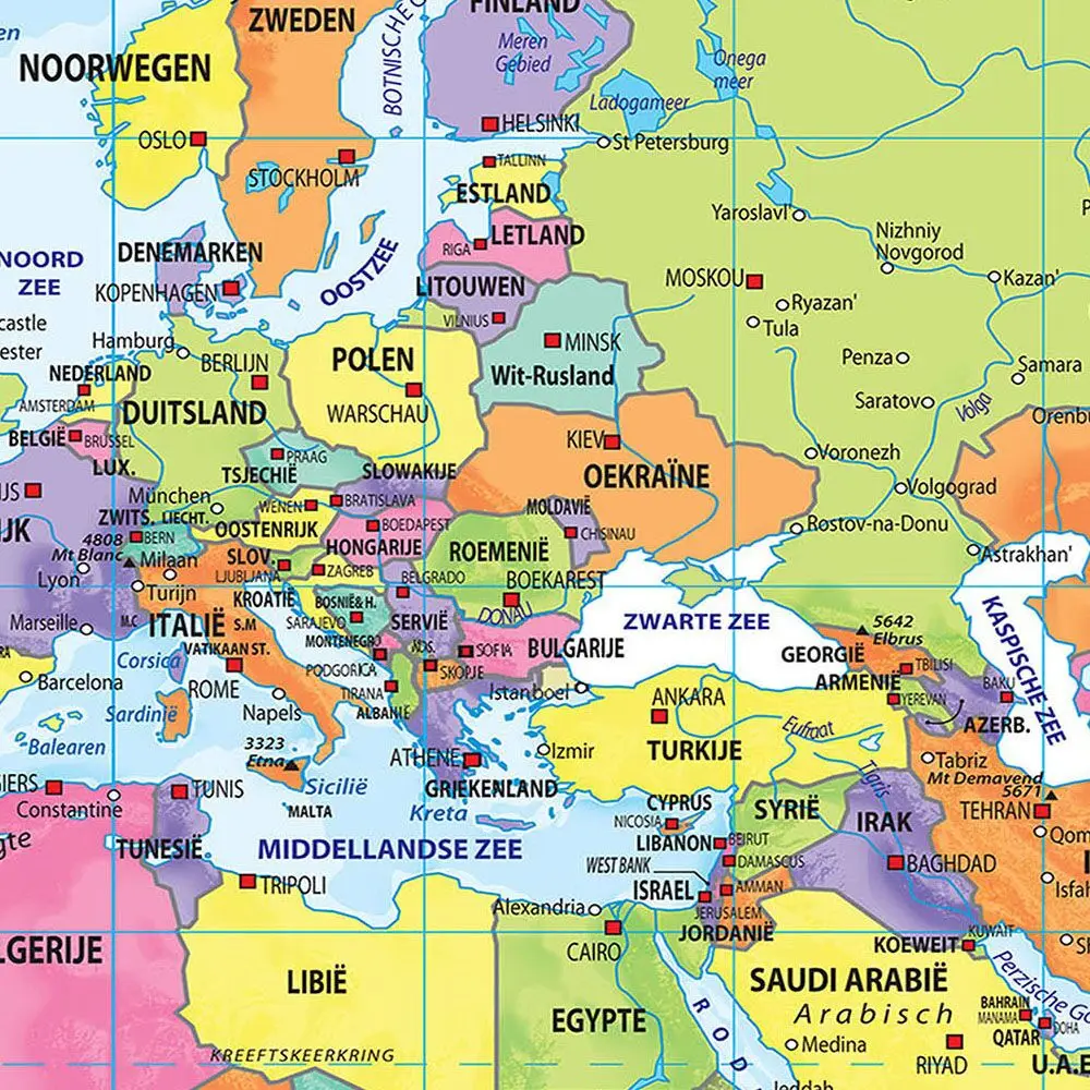 

90*60cm The World Political Map Decorative Poster Canvas Painting Living Room Home Decoration Office School Supplies In Dutch