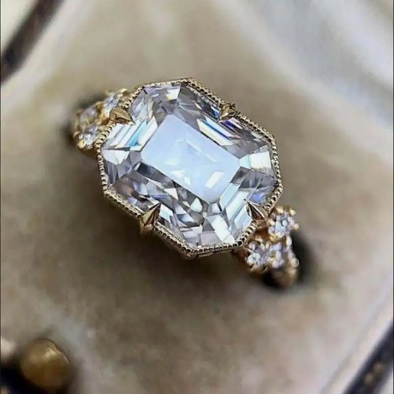 

2022 Latest Trend Exquisite Inlaid Square Crystal Zircon Ring Ladies Elegant Style Street Fashion Gift Jewelry