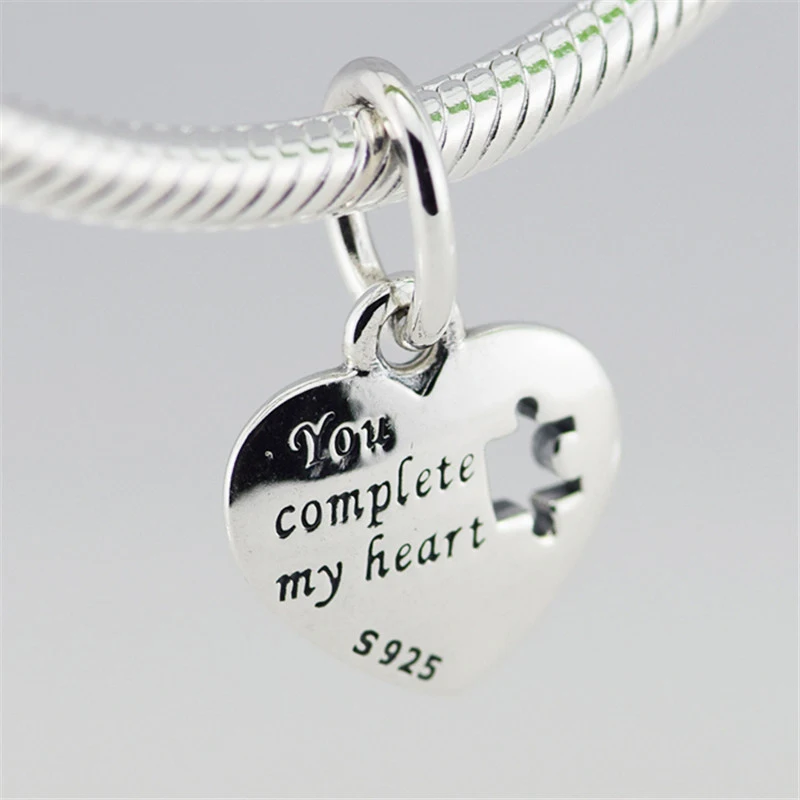 

Puzzle Heart Pink Enamel Charms for Silver 925 Original Bracelets Jewelry DIY Pendant Floating Vintage Charms for Jewelry Making