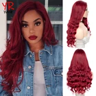 YINGRUN синтетический парик длинные волнистые волосы Красного вина синтетические парики для чернокожих женщин средней части коричневые красные розовые фиолетовые волосы для косплея