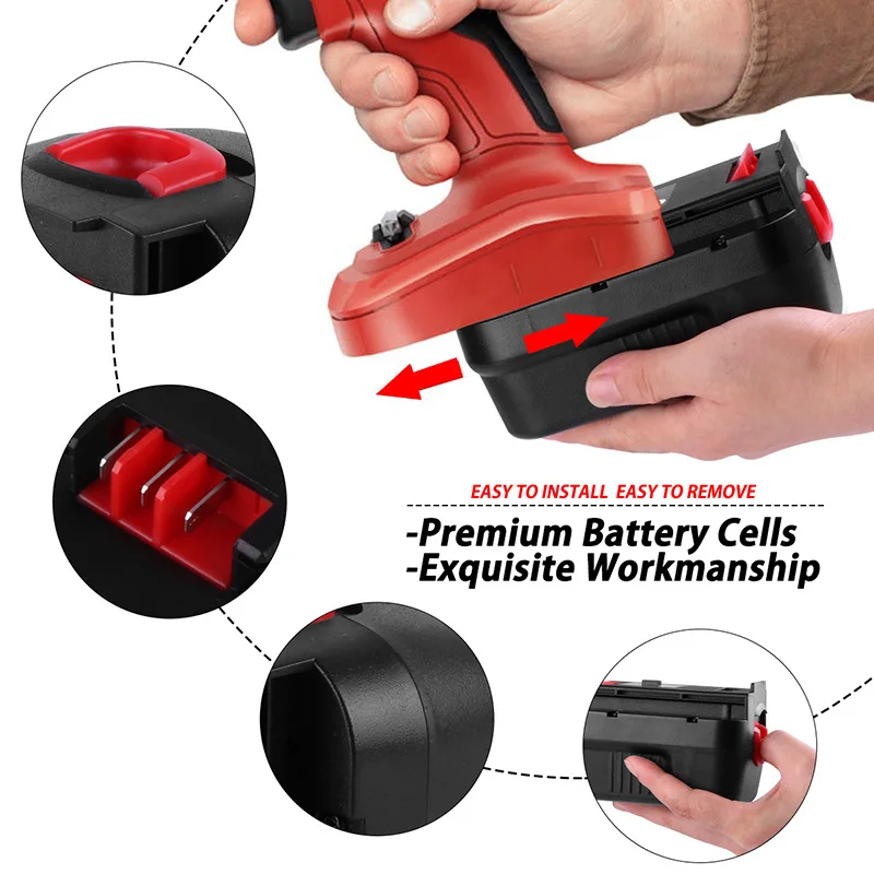 

2021 Suitable for black decker Black & Decker 18V 3000mah power tool accessories reciprocating saw HPB18 A1718 nickel battery