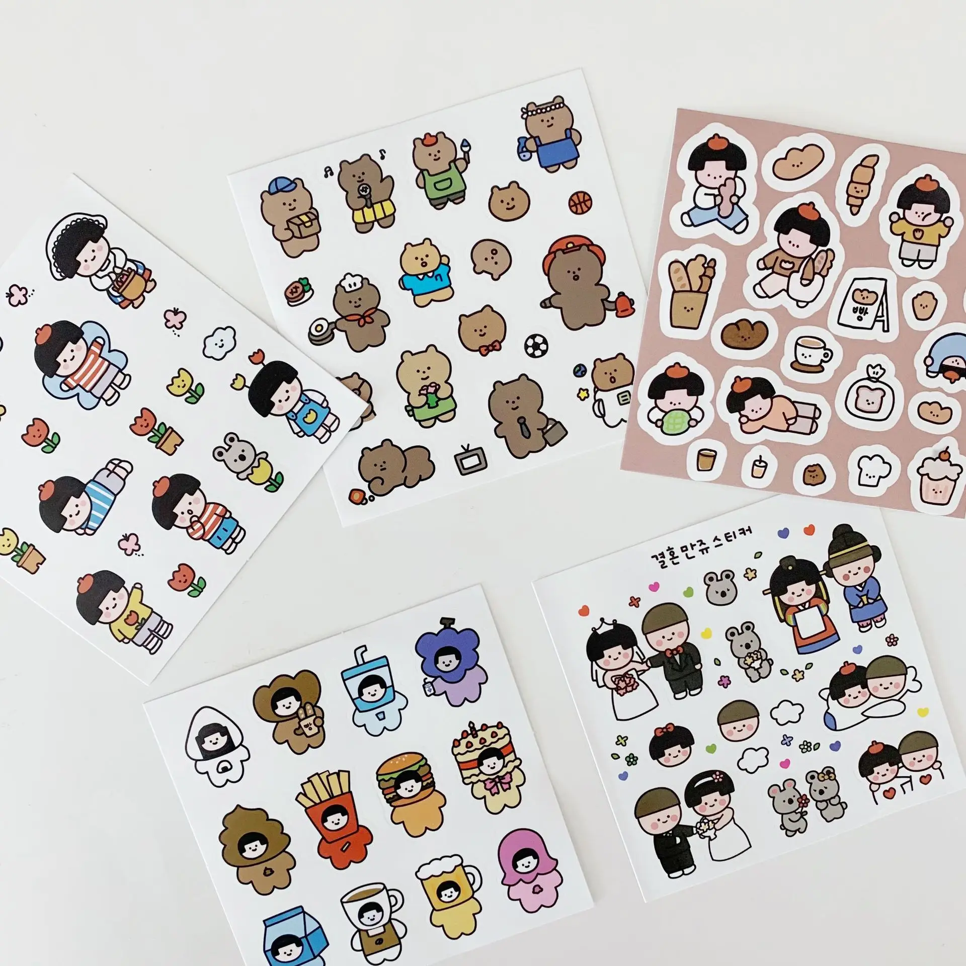 

Cartoon Characters Wedding Cute Stickers Bear Tulips Paster Waterproof Notebook Mobile Phone Diy Decorative Sticker Stationery