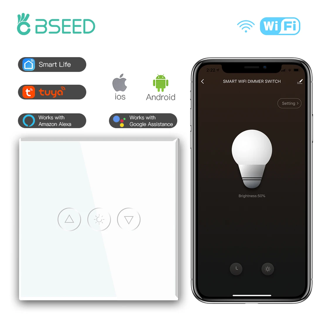 Умный регулятор яркости BSEED Светодиодная панель с 1 клавишей Wi Fi управлением