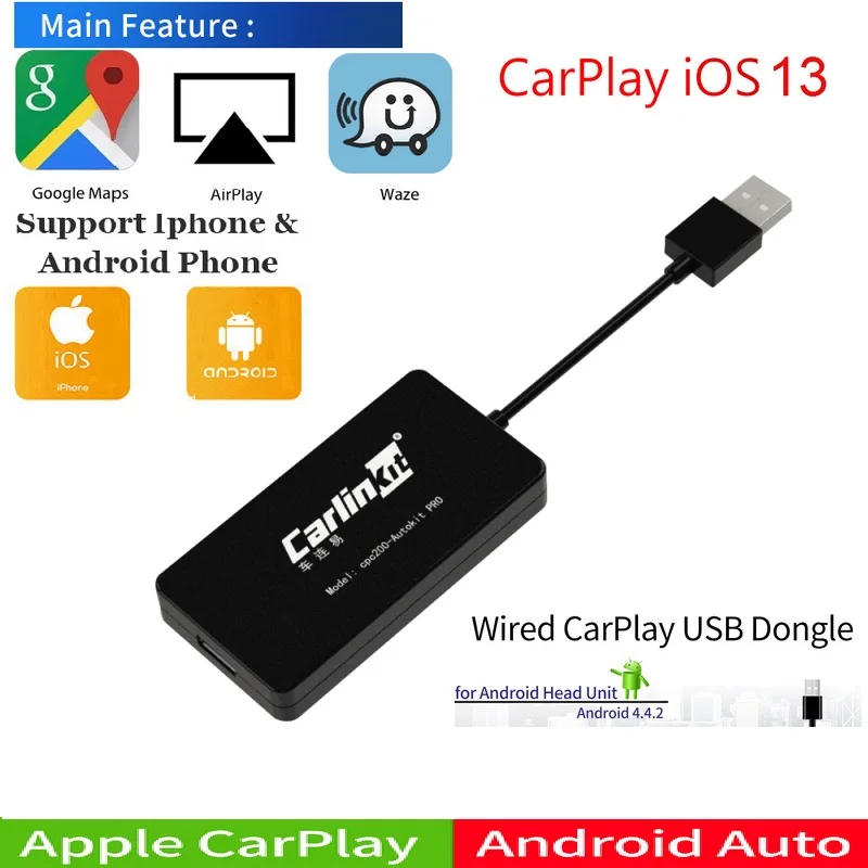 Carplay беспроводной USB портативный навигационный плеер Plug Play Auto Smart Link Mini с Android авто