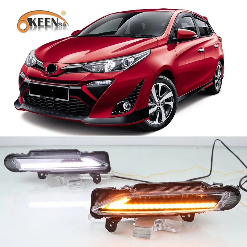 2 шт. светодиодный дневные ходовые огни для Toyota Yaris 2017 2018 2019 12 в светлое время суток