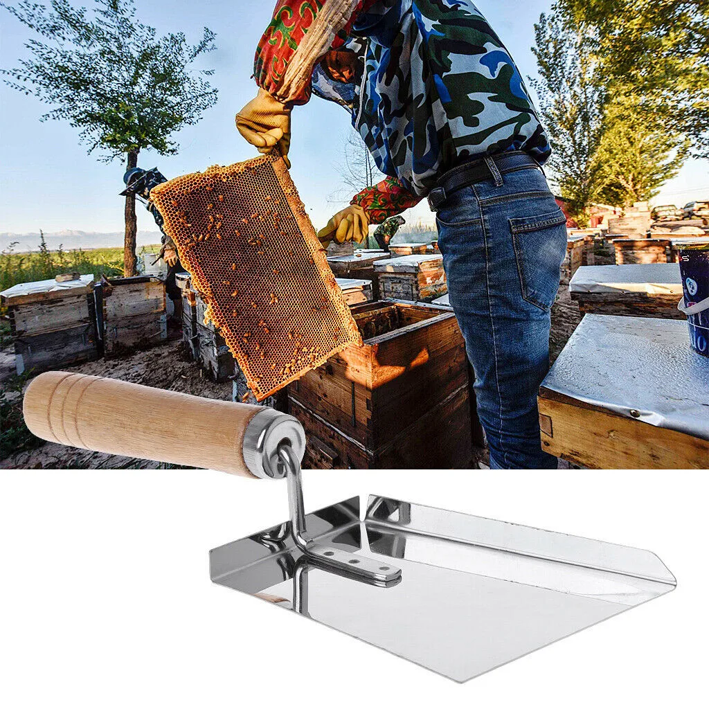Мёд лопатка из нержавеющей стали с деревянной ручкой для уборки в виде пчелиных