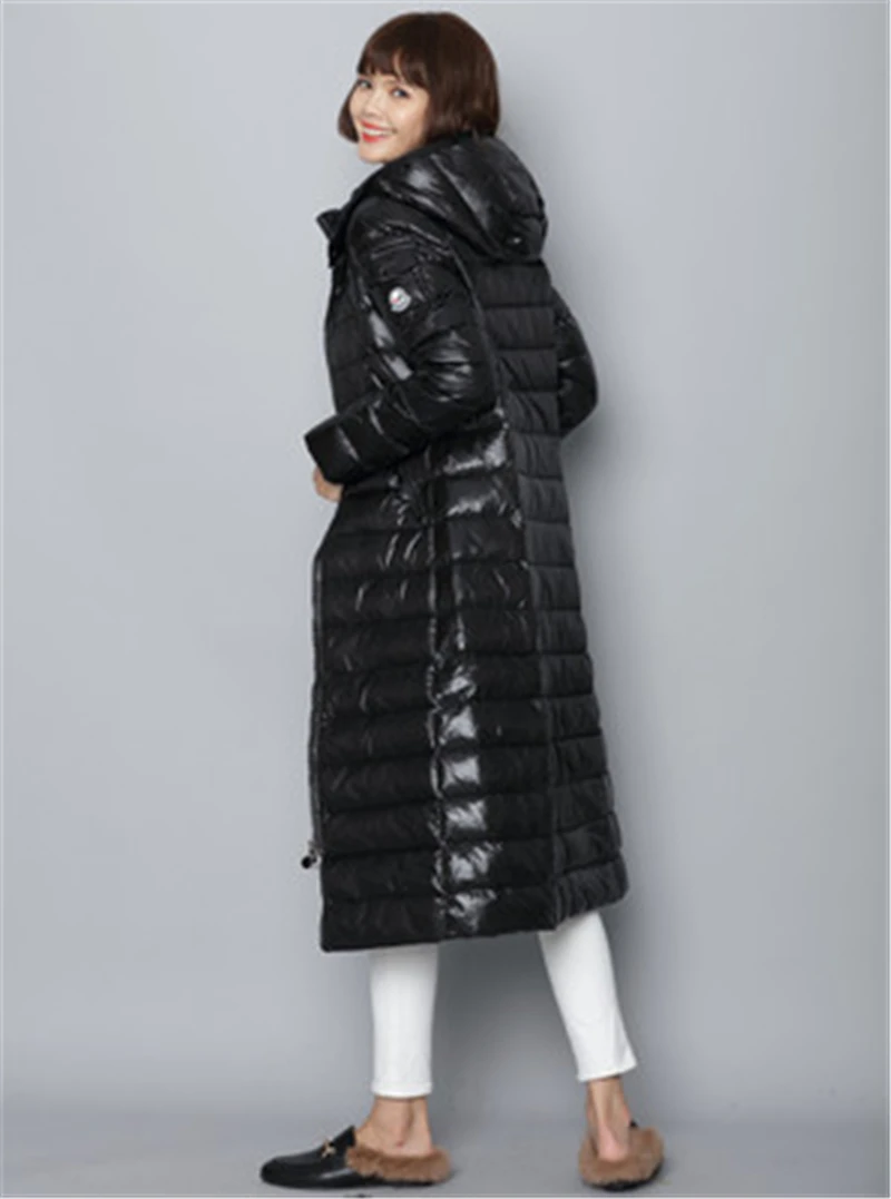 New Winter Women's Hoodies Down Coat Fashion Women Long Coat Female Down Parkas 90% White Duck Down Coats Slim Ladies Coats N485