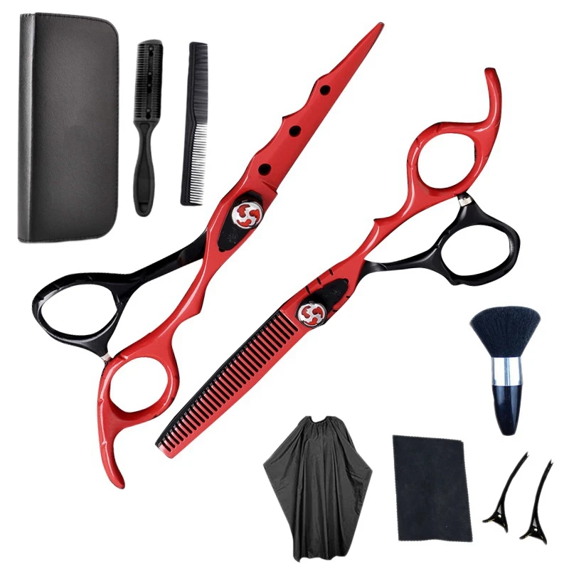 

10Pcs Professional Hairdressing Scissors Kit,Hairdressing Scissors, Flat Teeth Scissors,Household Salon Hairdresser Tool