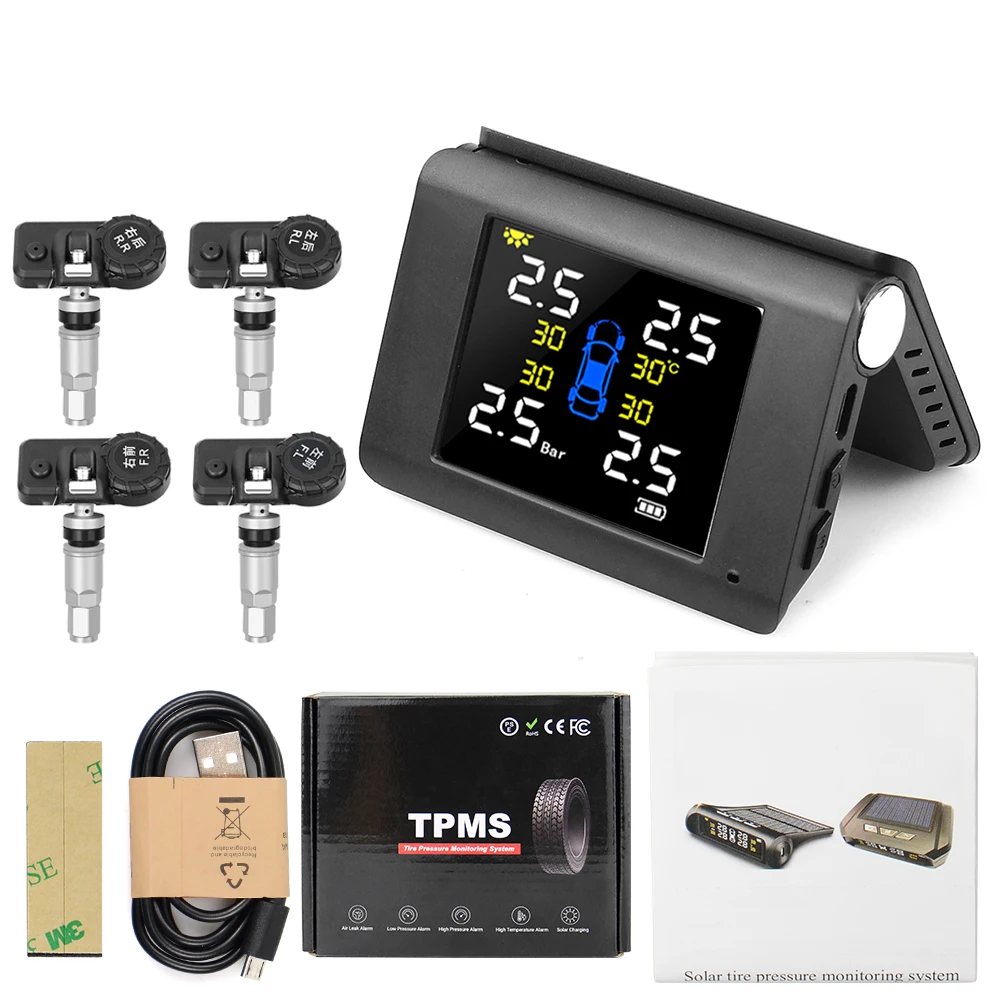 Система контроля давления в шинах TPMS работающая от солнечной энергии с 4