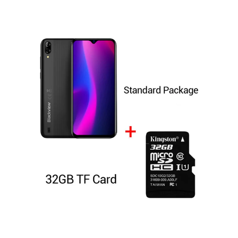 black N 32GB Card Blackview A60 смартфон 4080 мАч 1 Гб+ 16 Гб четырехъядерный Android 8,1 6,1 дюймов 19,2: 9 экран 13,0 МП Двойная камера заднего вида 3G мобильный телефон - Цвет: black N 32GB Card