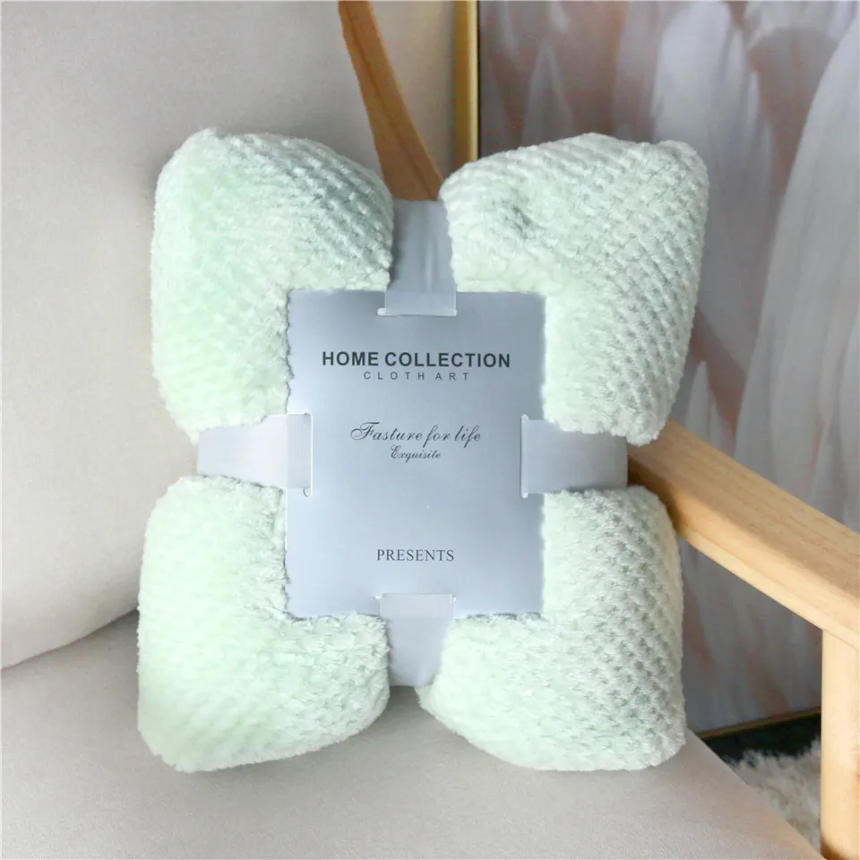 Light Green Постельные принадлежности, Фланелевое Флисовое одеяло, мягкое одеяло, однотонное покрывало, плюшевое покрывало для кровати, дивана, рождественский подарок, Прямая поставка - Цвет: Light Green