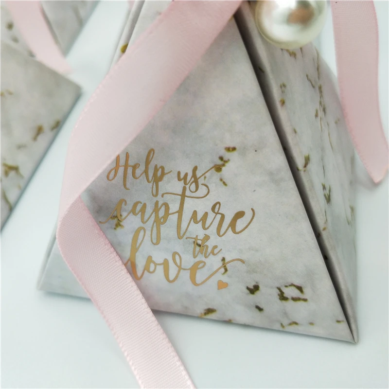 Marble Triangle Wedding Candy Box New Creative Pyramid Gift Romantic Party Supplies Customized Packaging Boxes | Дом и сад