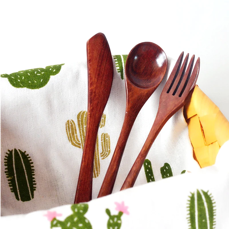 Набор японских столовых приборов из натуральной древесины ложка вилка нож