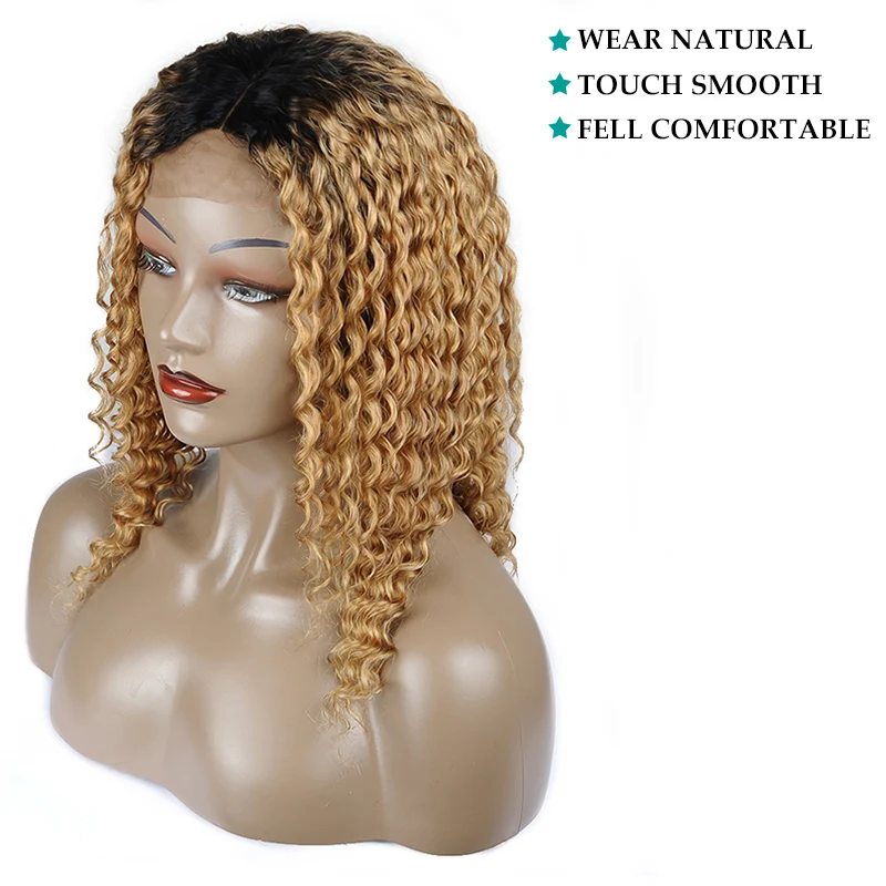 Завидую 27 короткий глубокая волна Синтетические волосы на кружеве парик их