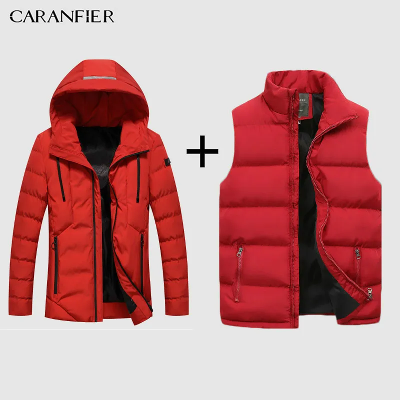 Мужская парка CARANFIER, Прямая поставка, модная мужская зимняя куртка, пальто с капюшоном, теплое мужское зимнее пальто, повседневное облегающее Мужское пальто