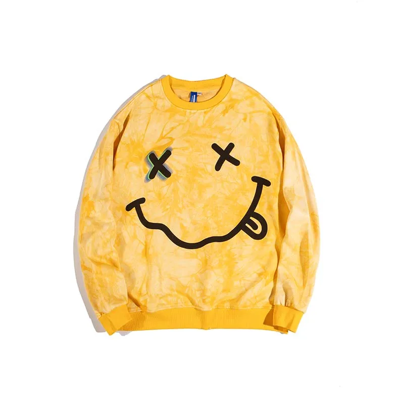 UNCLEDONJM Smile Face Sweatshirts Men/Women Hip Hop O-neck Pullovers Street Wear Winter Hoody Loose Autumn Coat DV9267 | Женская одежда
