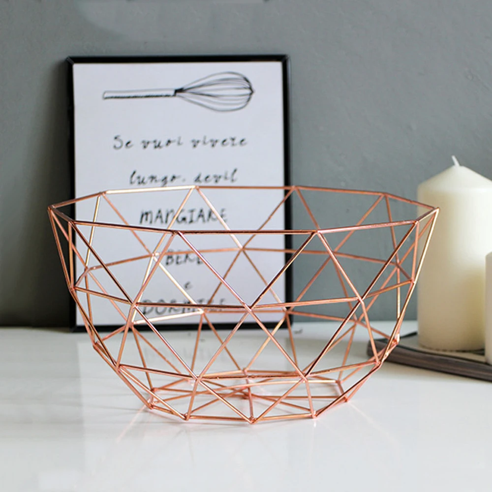 Корзина для фруктов в скандинавском стиле корзина хранения из розового золота