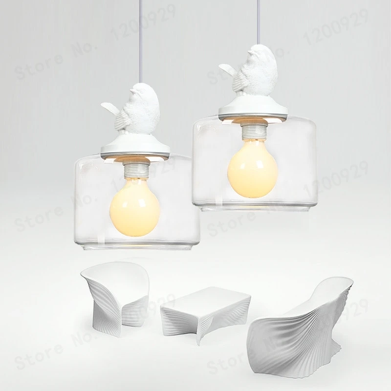 Скандинавский подвесной светильник в виде птицы с 1 головкой стеклянный простой